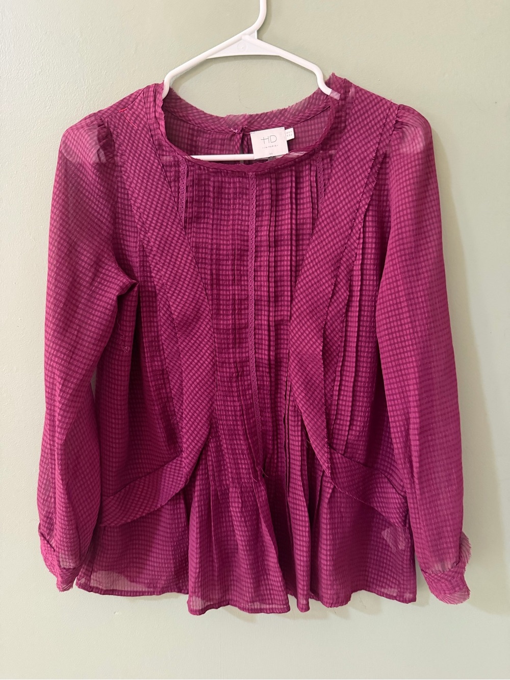HD in Paris Magenta Pleated Peasant Blouse size 2